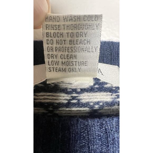 Le MODA Womens Medium Blue Lambs Wool Apres Ski Chevron‎ Blue Pullover Sweater - Picture 4 of 6